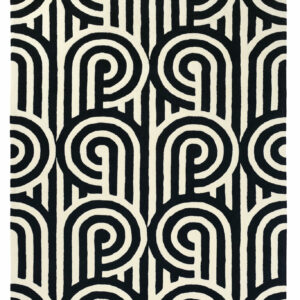 Florence Broadhurst Designerteppich Japanese Fans (Schwarz/Weiß; 250 x 350 cm) – Bild 1