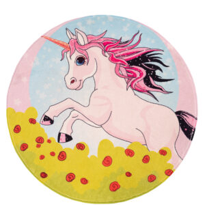 Kinderteppich Juno - Unicorn rund (Bunt; 120 x 120 cm) – Bild 1