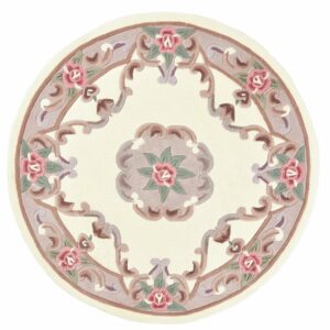 Runder Aubusson Design Teppich Ming 501 (Beige; 150 x 150 cm)