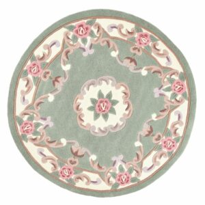 Runder Aubusson Design Teppich Ming 501 (Grün; 150 x 150 cm)