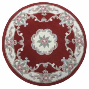 Runder Aubusson Design Teppich Ming 501 (Rot; 150 x 150 cm)