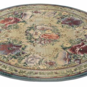 Runder Blumenmotiv Teppich Gabiro Des. 0072 - (Blau; 120 x 120 cm)