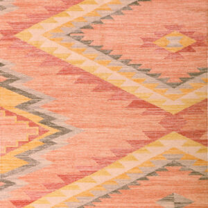 Ethno Teppich mit Fransen - Zigzag Kelim (Beere; 160 x 230 cm) – Bild 1